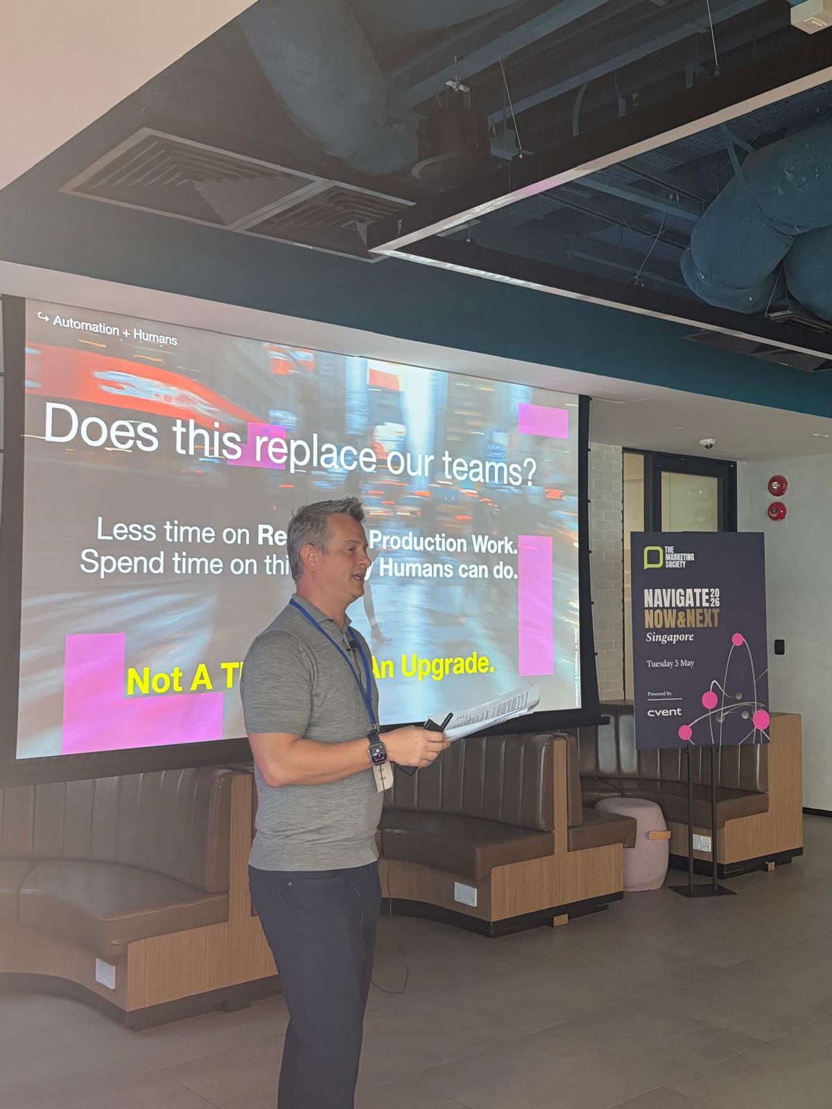 Scott presenting at Navigate: Now & Next 2026 Singapore