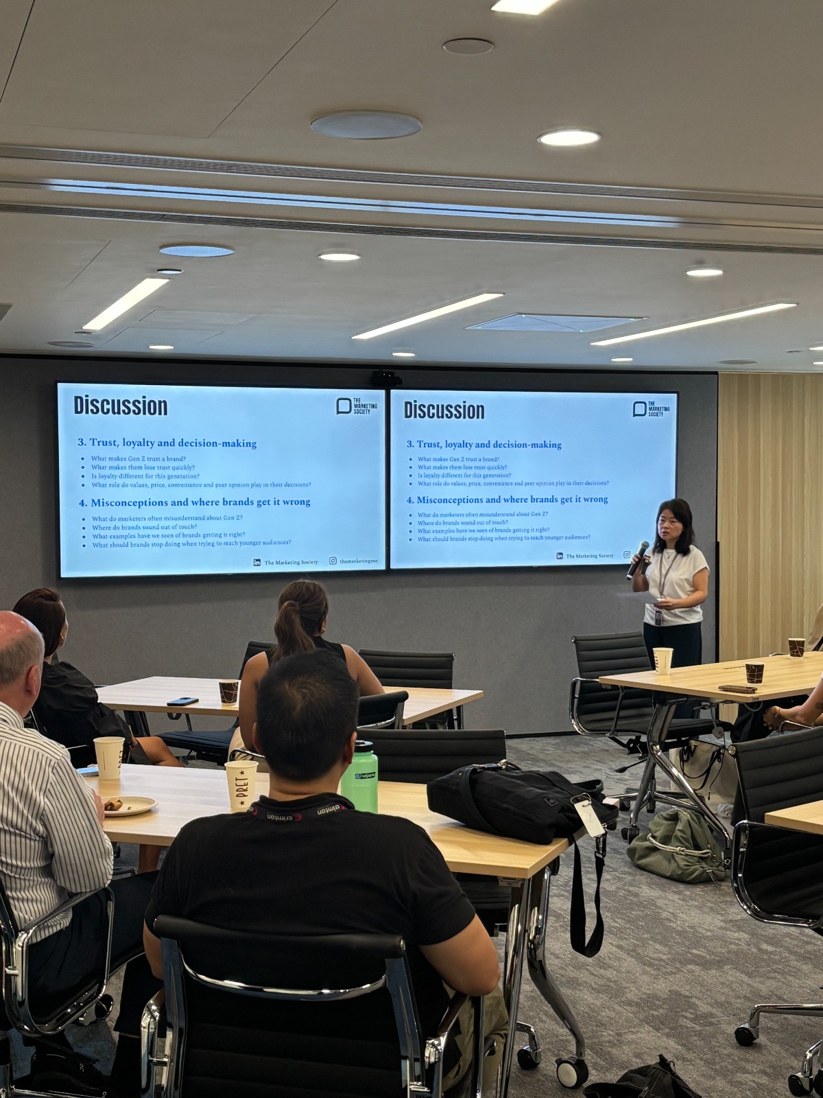 Speaker Megan Ho addressing the members at the Coffee & Conversation: Understanding and Reaching Gen Z intimate session