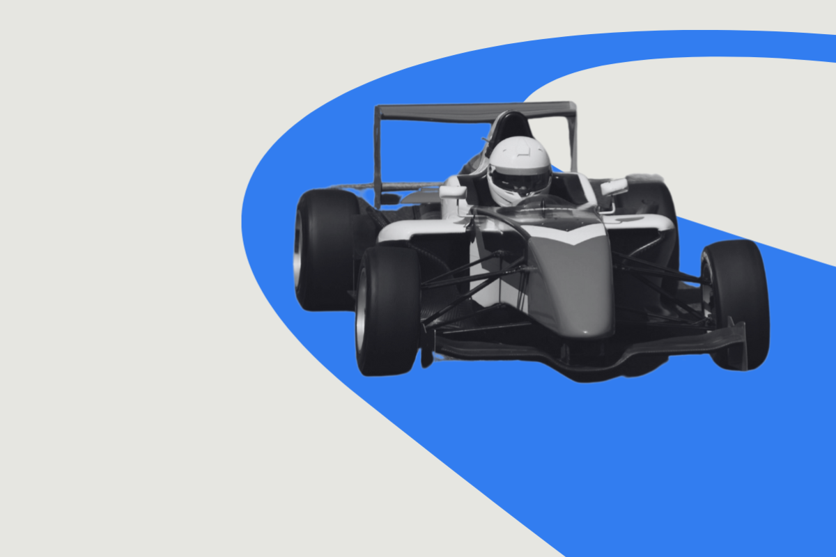 Race car turning a corner