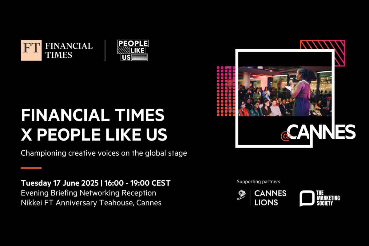 Financial Times People Likes Us At a Cannes event banner