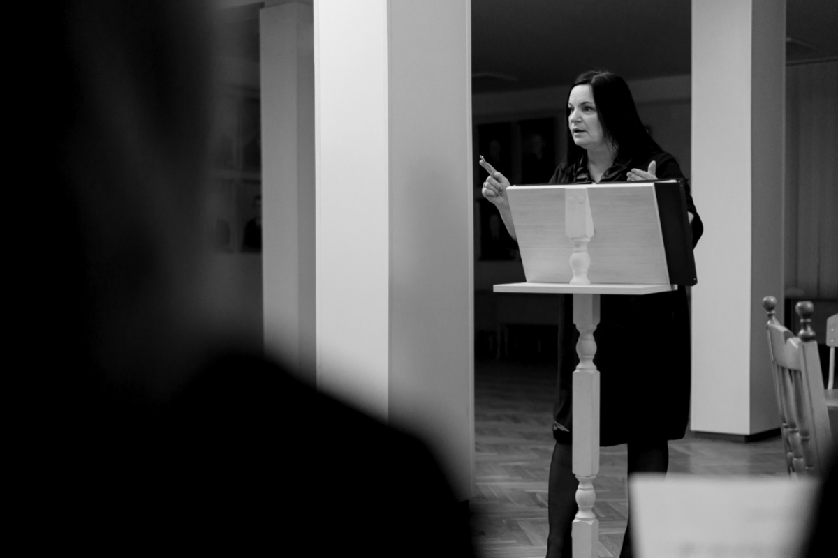 Woman giving a compelling talk