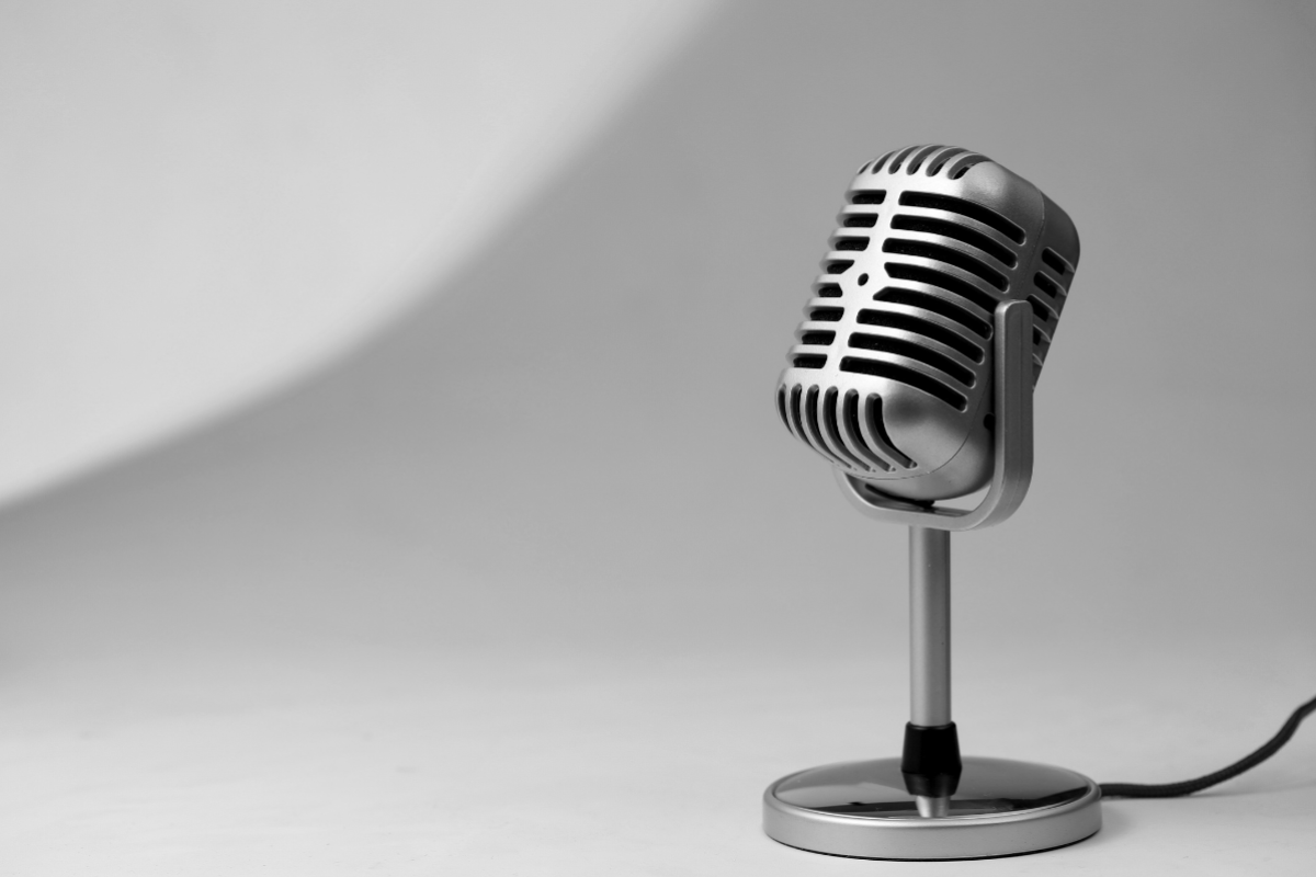 Retro Microphone with an isolated colour background
