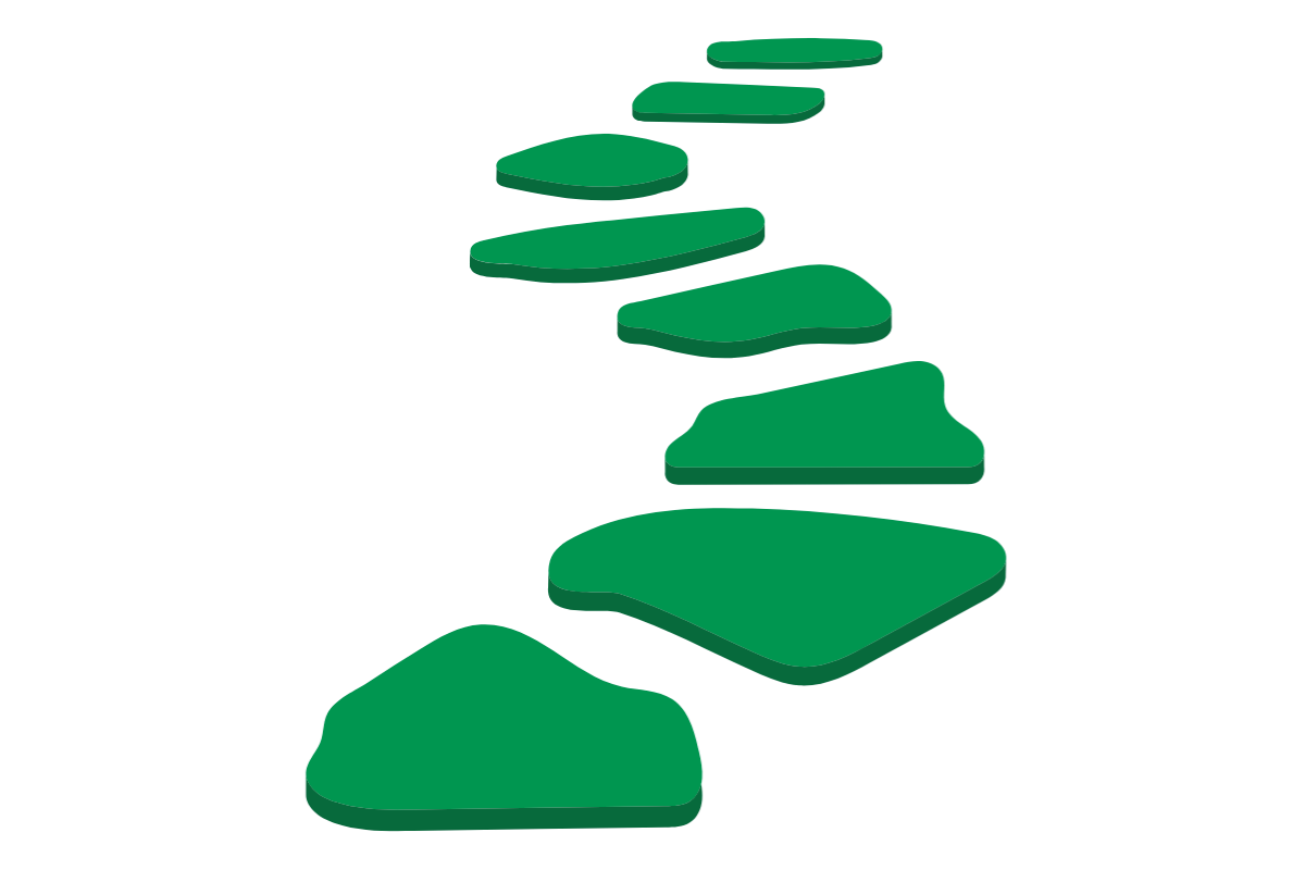 Stepping Stones in Green to show progress