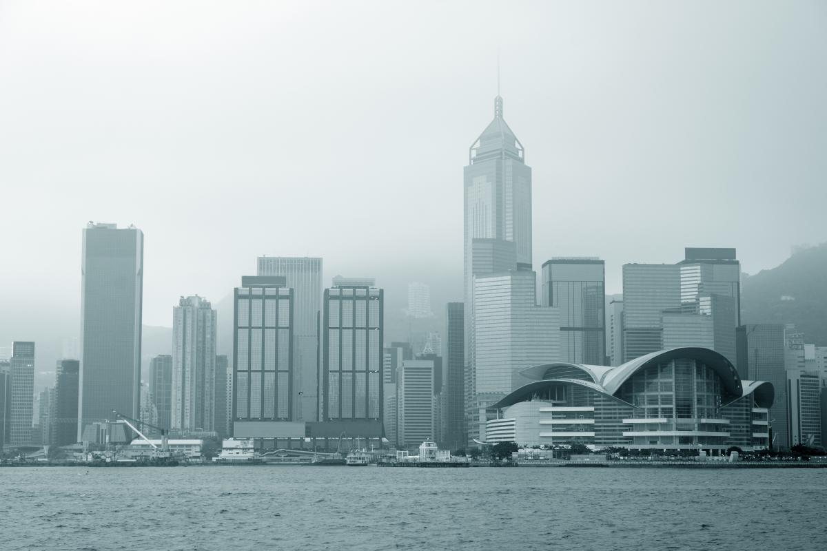 Hong Kong skyline in black & white