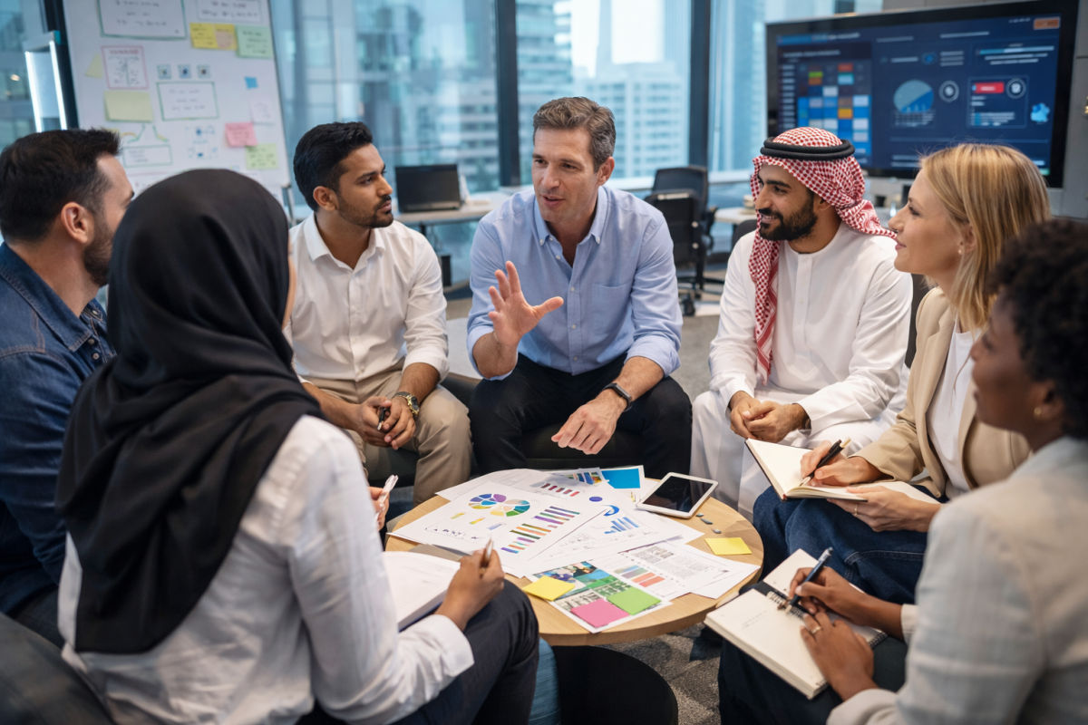 Collaborative meeting in a modern office