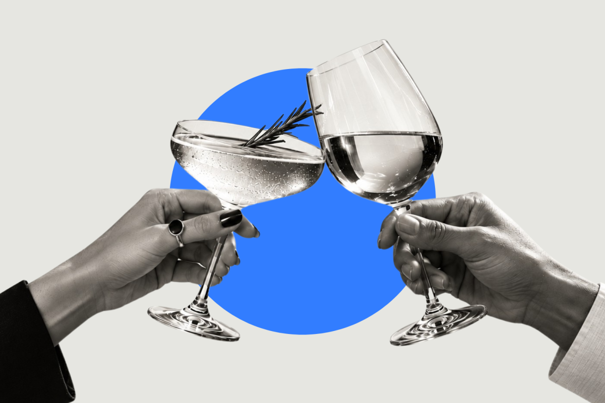 Glasses clinking in celebration