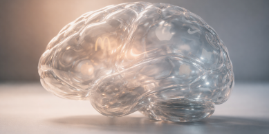 Glass brain with fading logos