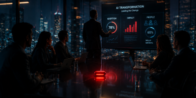 AI transformation strategy session at night