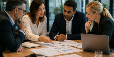 Collaborative meeting in a modern office