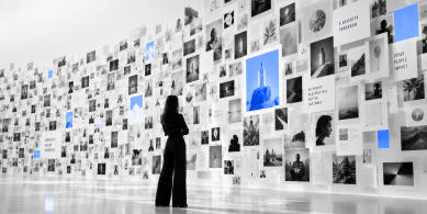 Woman choosing an idea out of many generated ideas