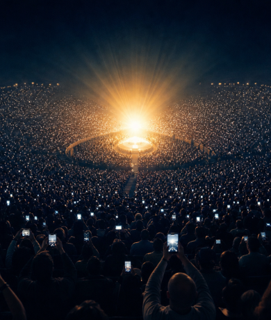 phones raised at concert