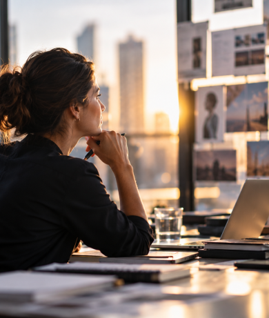 Golden hour creative workspace